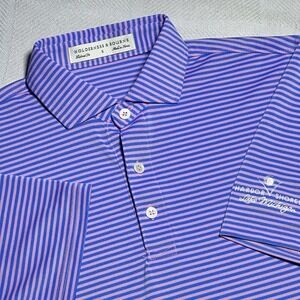 Holderness & Bourne Pink Blue Stripe Golf Polo Shirt Size Small Harbor Shores GC